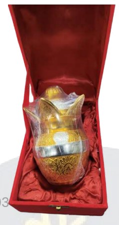Velvet Box Kalash for Religious Gifting and Premium Presentation, Elegant Spiritual Gift Item for Festive Hampers and Auspicious Home Use